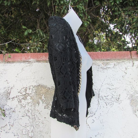 Drole De Copine Paris black crochetedopem front top M - Picture 5 of 8